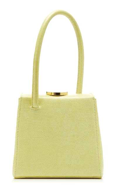 Shop Little Liffner Mademoiselle Lizard-effect Leather Top Handle Bag In Yellow