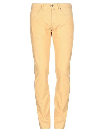Shop Incotex Man Pants Yellow Size 33 Cotton, Elastane