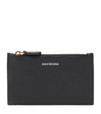 Shop Balenciaga Ville Long Leather Card Holder In Black