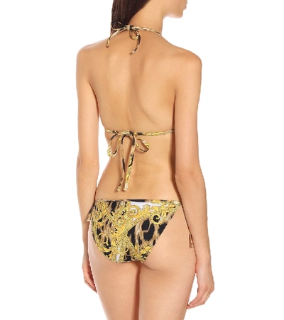 Shop Versace Printed Bikini Top In Multicoloured
