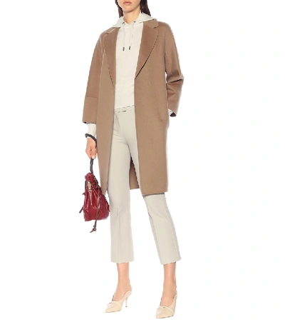 Shop Max Mara Arona Double-face Wool Coat In Beige