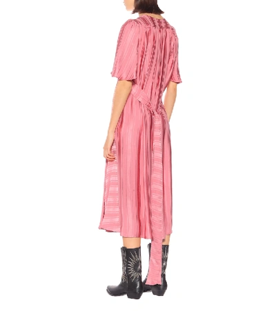 Shop Golden Goose Hana Striped Crêpe And Satin Dress In Pink