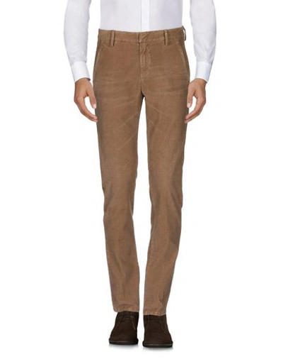 Shop Dondup Man Pants Camel Size 38 Cotton, Elastane In Beige