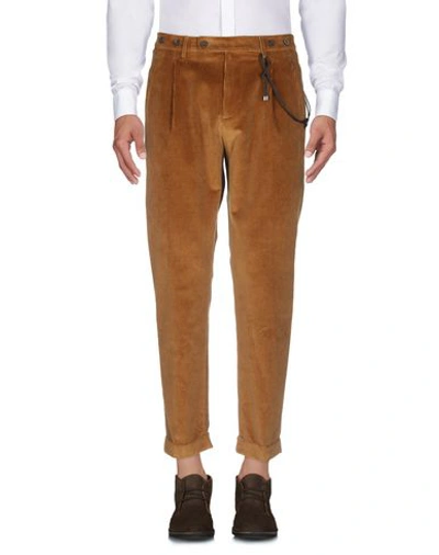 Shop Berwich Man Pants Camel Size 34 Cotton, Elastane In Beige