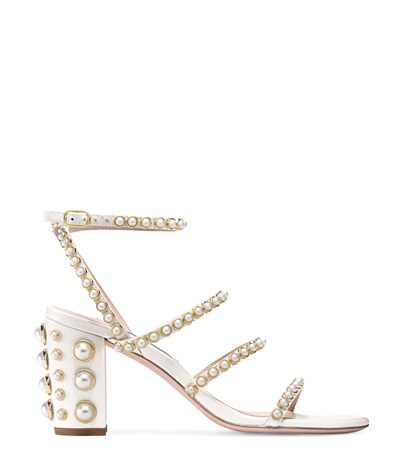 stuart weitzman peridot pearl embellished sandals