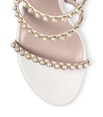 Shop Stuart Weitzman The Peridot Sandal In Cream Caviar Patent Leather