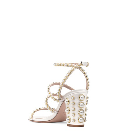 stuart weitzman peridot pearl embellished sandals