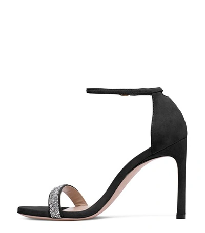 Shop Stuart Weitzman The Nudistsong Sandal In Black Suede And Crystal