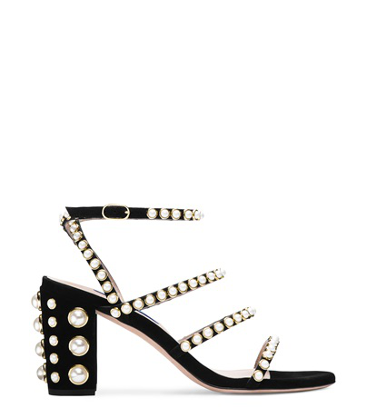 stuart weitzman peridot pearl embellished sandals