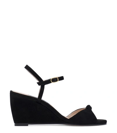 Shop Stuart Weitzman The Gloria Wedge In Black Suede