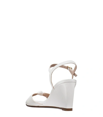 Shop Stuart Weitzman The Gloria Wedge In Cream Nappa Leather