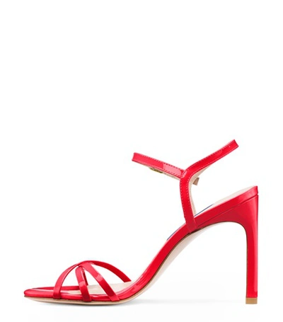 Shop Stuart Weitzman The Starla 105 Sandal In Followme Red Patent Leather