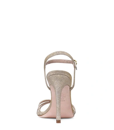 Shop Stuart Weitzman The Starla 105 Sandal In Platino Gold Lamé