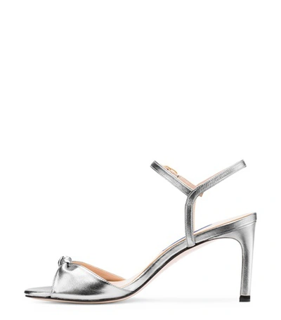 Shop Stuart Weitzman The Gloria 80 In Silver Metallic Nappa Leather