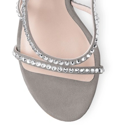 Shop Stuart Weitzman The Mirage 105 In Perla Light Gray Suede And Crystal