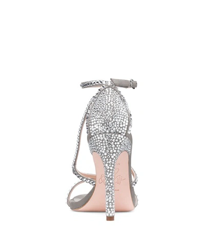Shop Stuart Weitzman The Mirage 105 In Perla Light Gray Suede And Crystal
