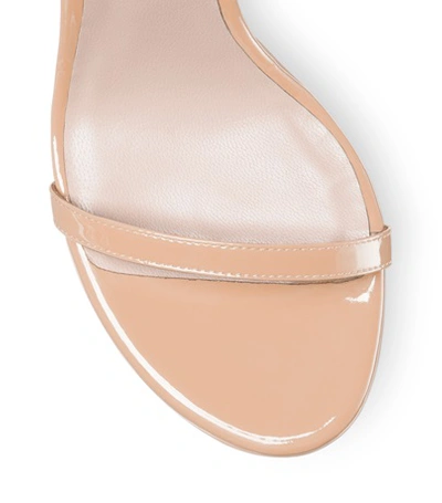 Shop Stuart Weitzman The Nudist Disco Sandal In Adobe Beige Patent Leather