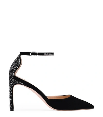 Shop Stuart Weitzman The Enchant 95 In Black Suede And Crystal