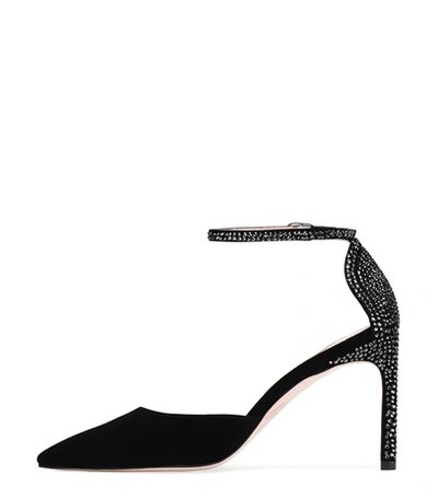 Shop Stuart Weitzman The Enchant 95 In Black Suede And Crystal