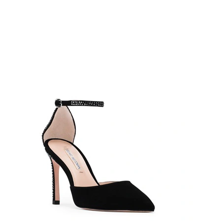 Shop Stuart Weitzman The Enchant 95 In Black Suede And Crystal