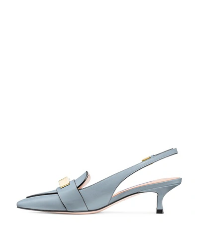 Shop Stuart Weitzman The Cleo Pyramid 50 In Dovetail Blue Gray Nappa Leather