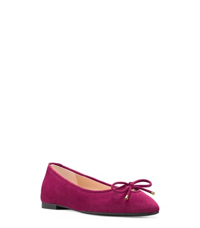 Shop Stuart Weitzman The Gabby Flat In Cranberry Suede