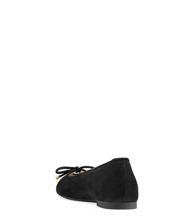 Shop Stuart Weitzman The Gabby Flat In Black Suede