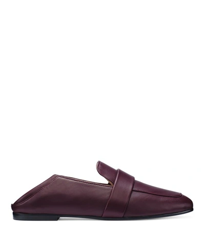Shop Stuart Weitzman The Wylie Pyramid Flat In Cabernet Nappa Leather