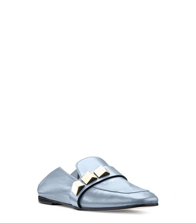 Shop Stuart Weitzman The Wylie Pyramid In Dovetail Blue Gray Nappa Leather