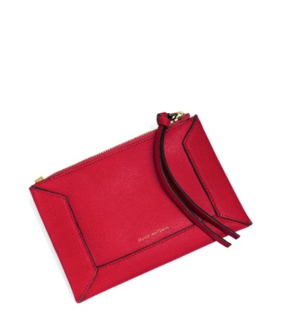 Shop Stuart Weitzman The Evie Small Pouch In Rouge Red Caviar Leather