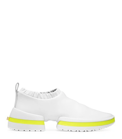 Shop Stuart Weitzman The Sw-612 Sneaker In White Stretch Leather
