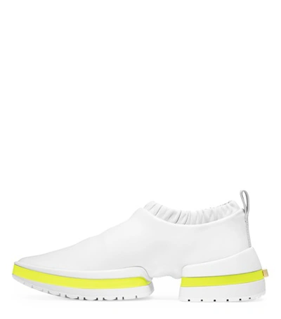 Shop Stuart Weitzman The Sw-612 Sneaker In White Stretch Leather
