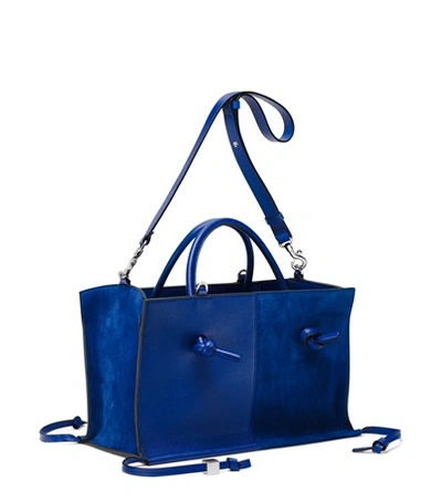 Shop Stuart Weitzman The 5050 Shopping Tote Medium In Blue Violet Leather Combo