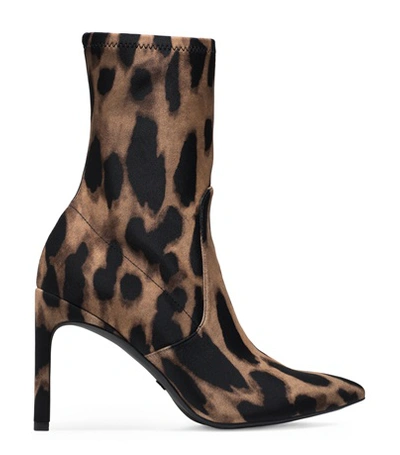 Shop Stuart Weitzman Wren 95 In Leopard Stretch Woven Fabric