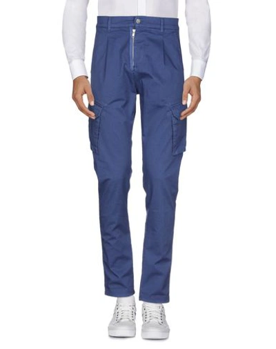 Shop Grey Daniele Alessandrini Man Pants Blue Size 38 Cotton, Elastane
