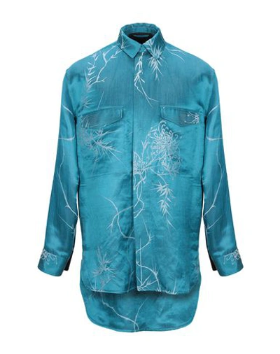 Shop Haider Ackermann Linen Shirt In Turquoise