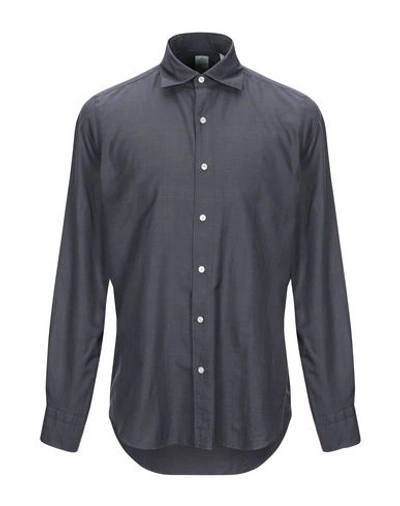 Shop Finamore 1925 Checked Shirt In Steel Grey