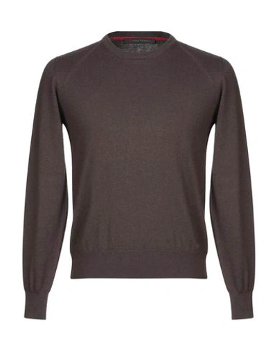 Shop Peuterey Man Sweater Dark Brown Size Xxl Cotton, Wool, Polyamide