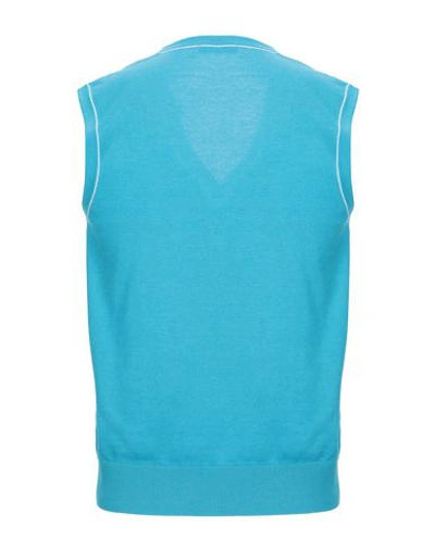Shop Roda Man Cardigan Turquoise Size L Cotton, Cashmere In Blue