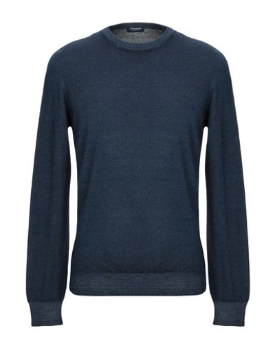 Shop Drumohr Man Sweater Slate Blue Size 46 Merino Wool