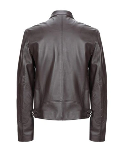 Shop Versace Biker Jacket In Dark Brown