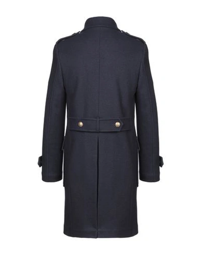Shop Eleventy Coat In Dark Blue