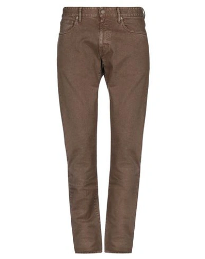 Shop Incotex Denim Pants In Brown