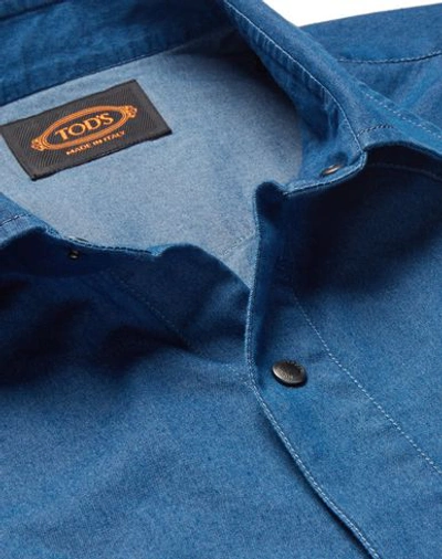 Shop Tod's Denim Shirt In Blue