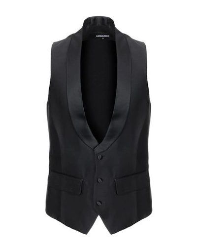 Shop Dsquared2 Man Vest Black Size 38 Wool, Silk