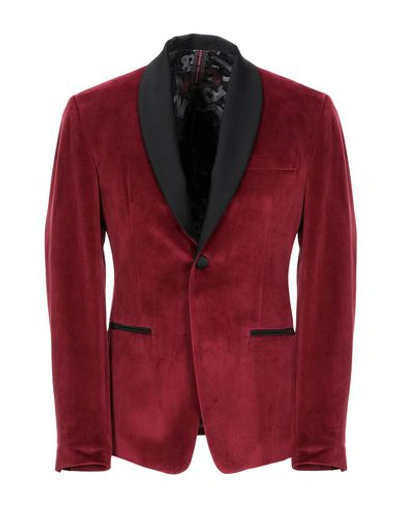 Shop Alessandro Dell'acqua Man Blazer Burgundy Size 38 Polyester In Red
