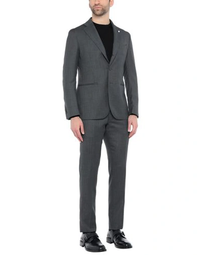 Shop Luigi Bianchi Mantova Suits In Steel Grey