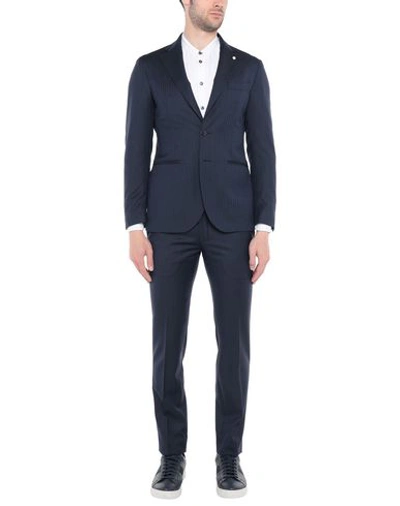 Shop Luigi Bianchi Mantova Suits In Dark Blue