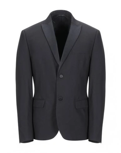 Shop Grey Daniele Alessandrini Man Blazer Black Size 38 Polyester, Viscose, Elastane, Cotton