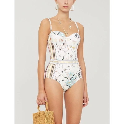 Shop Tory Burch Poetry Padded Underwired Floral-print Swimsuit In Ivory Poetry Of Things